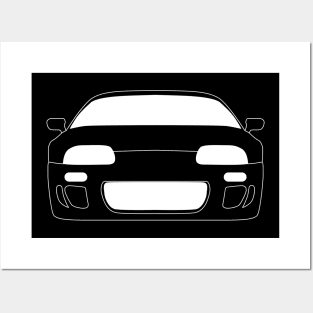 Toyota Supra MK4 White Outline Posters and Art